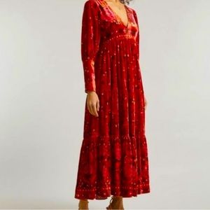 Farm Rio floral velvet maxi dress. New with tags.
